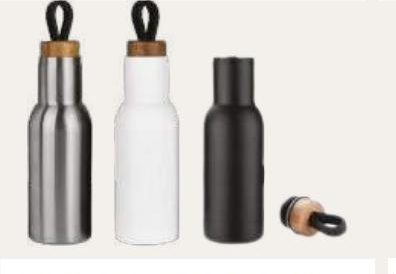 Stainless Steel And Wood Water Bottle, 500Ml